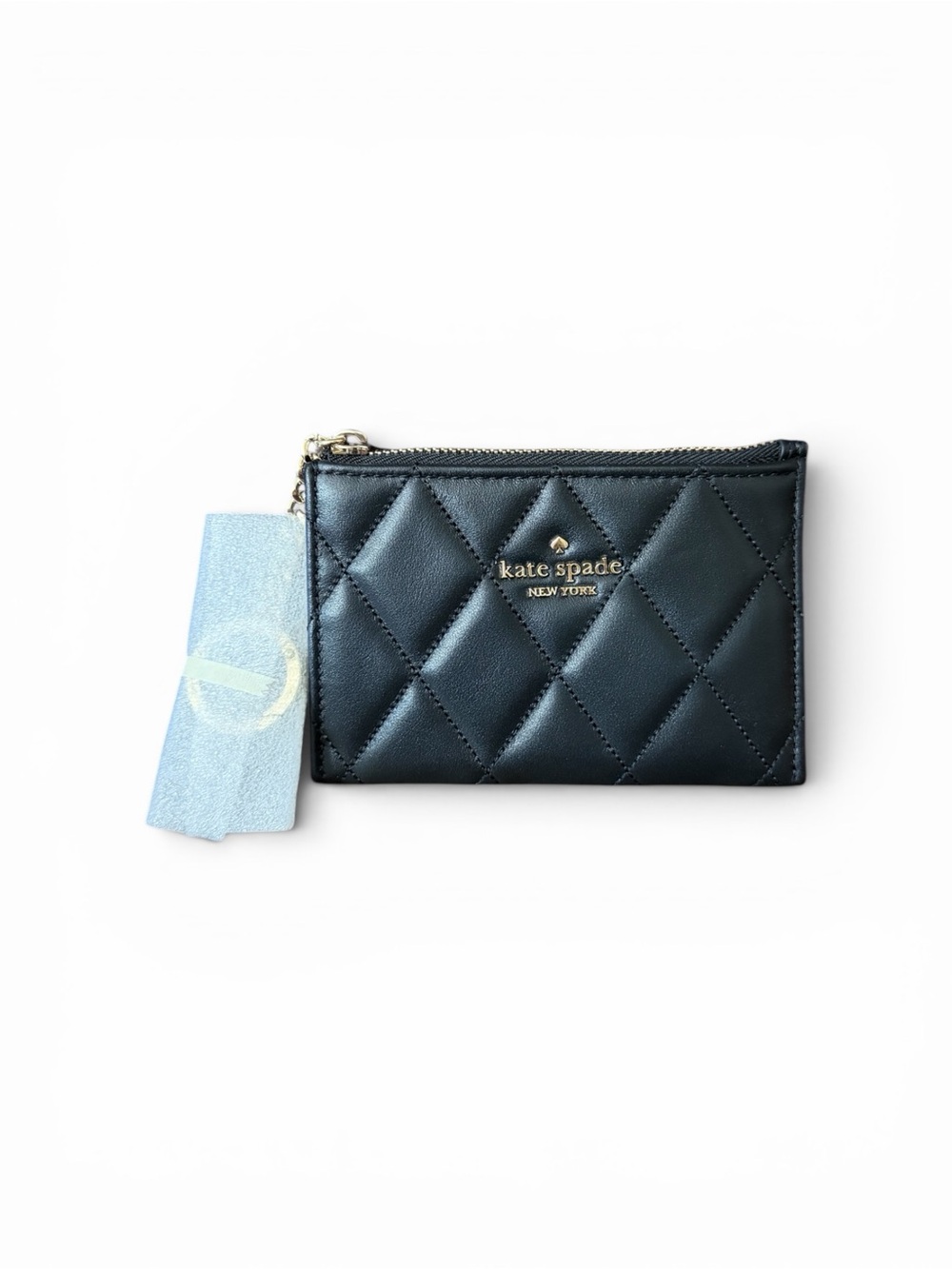 ✨NWT - Kate Spade Carey Smooth Quilted Black Key Ring Card Holder✨ - Picture 2 of 5